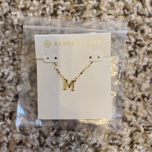 Gold M initial necklace